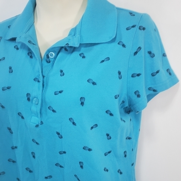Blue Pineapple Collared T-Shirt - Picture 2 of 5